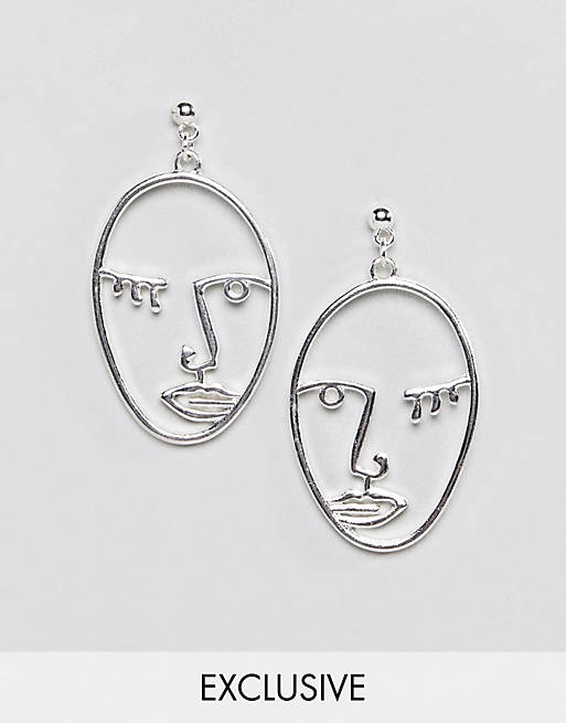 Reclaimed Vintage inspired face earrings