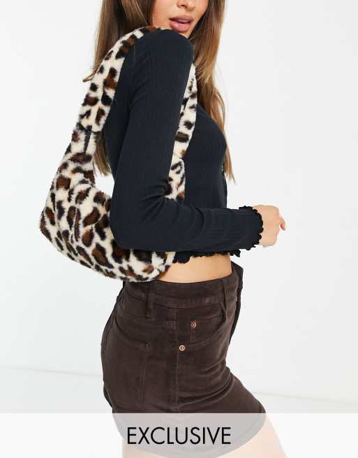 Reclaimed Vintage inspired faux fur 90 s bag in leopard print ASOS