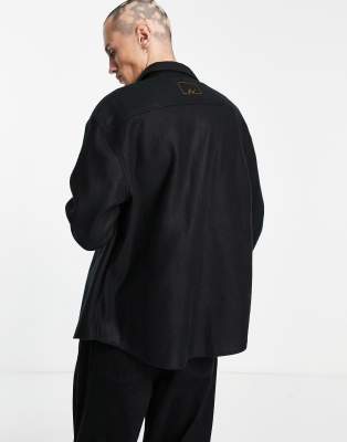 black wool shacket