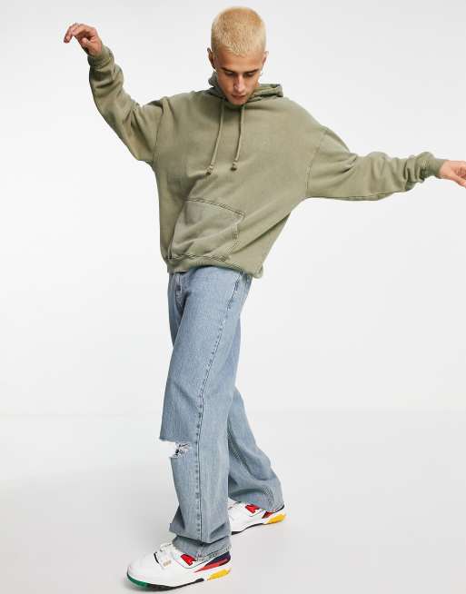 Reclaimed Vintage Inspired Felpa oversize con cappuccio verde sovratinto ASOS