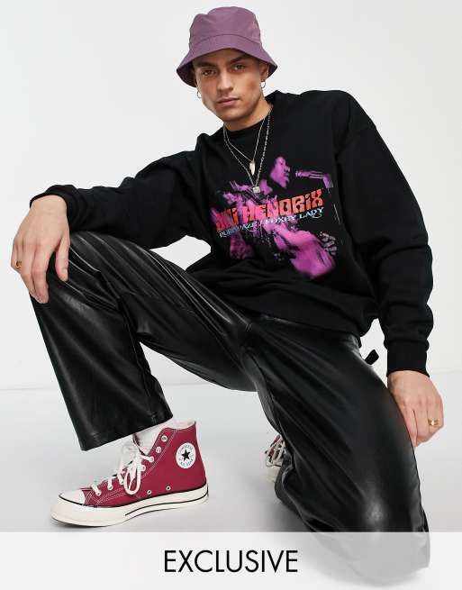 Reclaimed Vintage Inspired - Felpa unisex nera di Jimi Hendrix su licenza