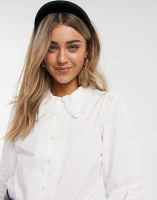 white shirt with frill collar