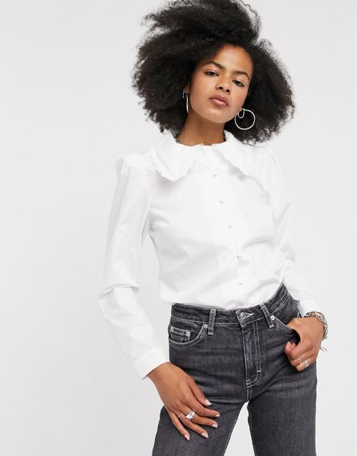 White Fitted Shirt - Vintage Collar