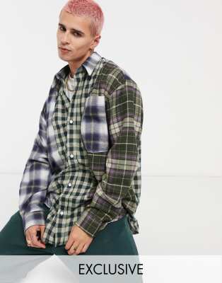 Reclaimed Vintage inspired flannel shirt in spliced check