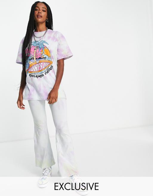 Reclaimed Vintage - Inspired - Flare met tie-dye wassing in pastelkleur, deel van co-ord set