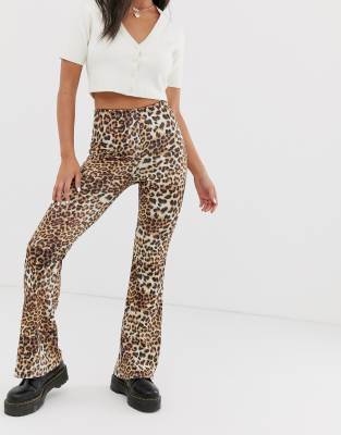 leopard print flared jeans