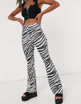 zebra print flared trousers