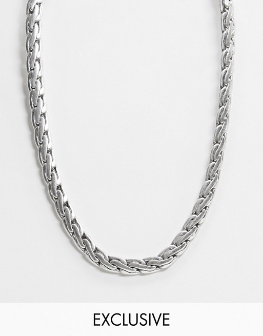 Reclaimed Vintage inspired flat and chunky neckchain in burnished silver exclusive to ASOS