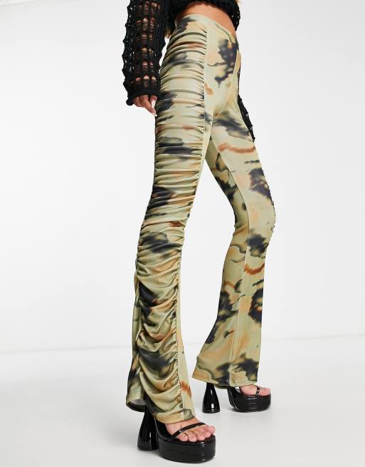Reclaimed Vintage Inspired floral print ruched flares