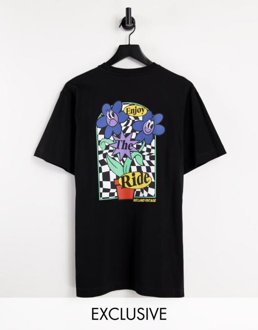 Reclaimed Vintage inspired flower pots graphic cotton t shirt in