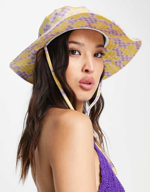 Reclaimed Vintage Inspired - Gebloemde safarihoed in paarse print