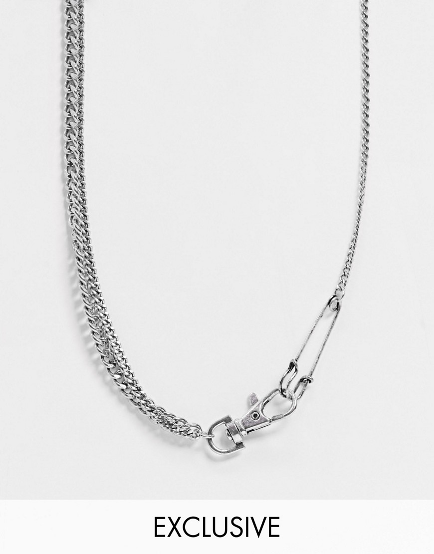 Reclaimed - Vintage Inspired - Gelaagde halsketting met metalen detail in zilver