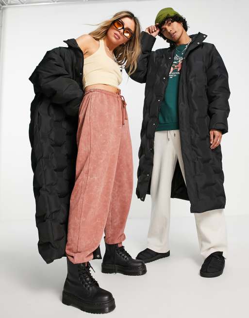 Reclaimed Vintage Inspired - Gewatteerde unisex puffer jas met lange pasvorm, 4 van 4