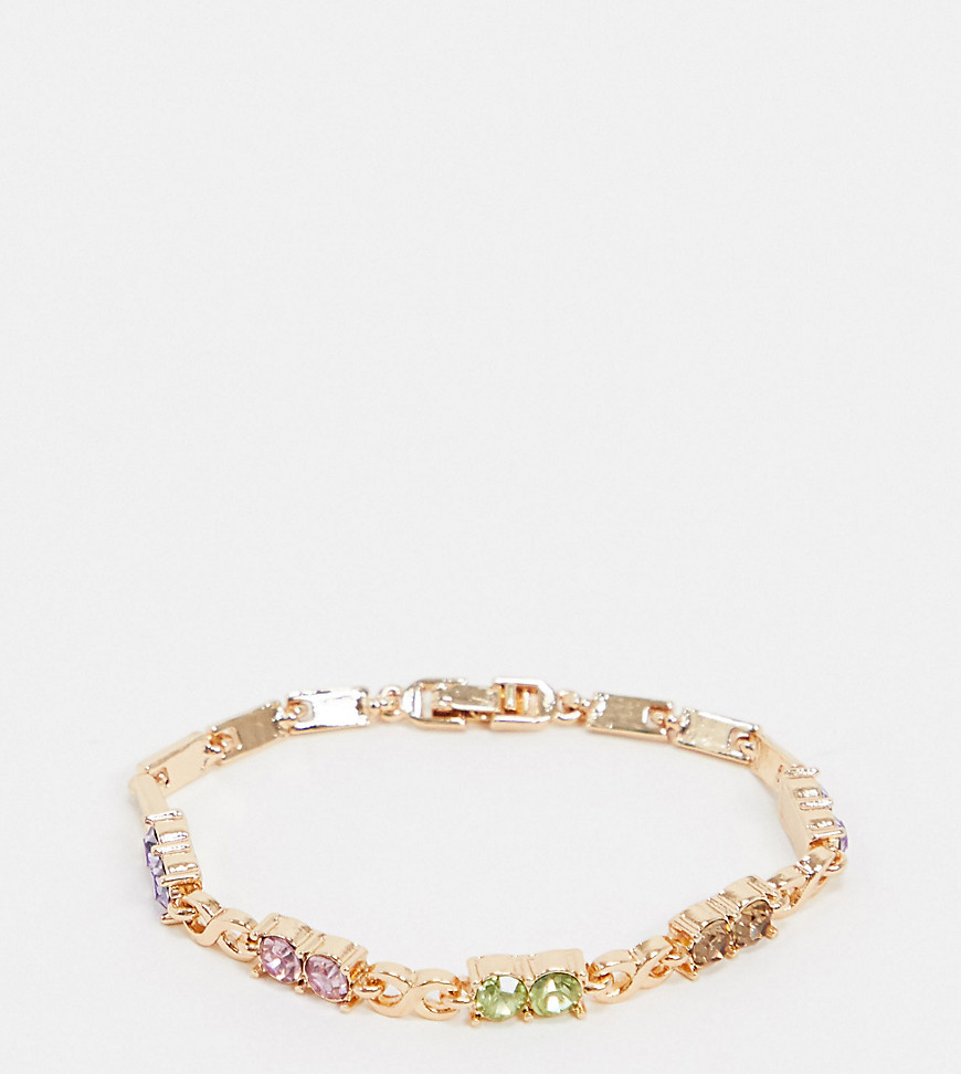 Reclaimed Vintage inspired gold bracelet with coloured stones