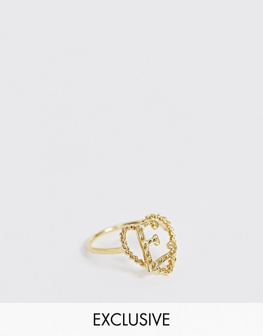 Reclaimed Vintage inspired gold plated E initial ring