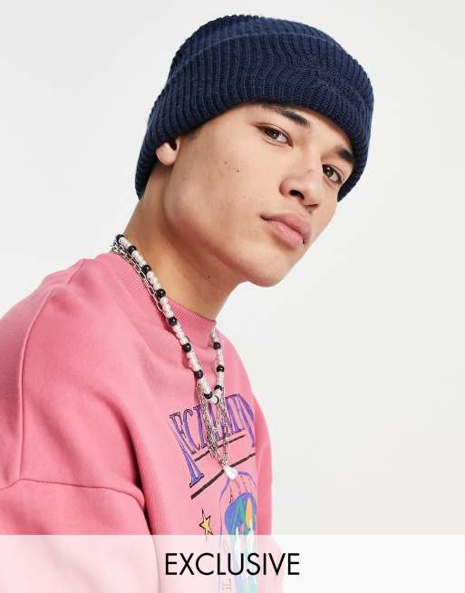 Reclaimed Vintage Inspired – Granatowa czapka beanie z logo – NAVY