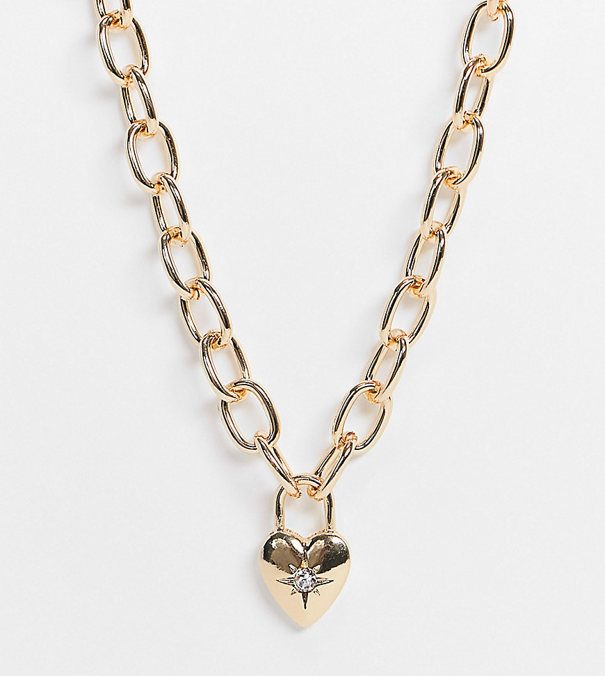 Reclaimed Vintage - Inspired - Grove gouden schakelketting met hartvormige hanger