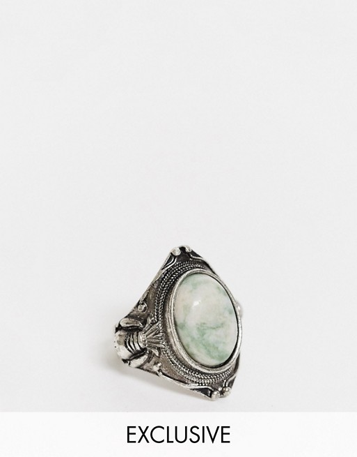Reclaimed Vintage inspired grungey stone ring