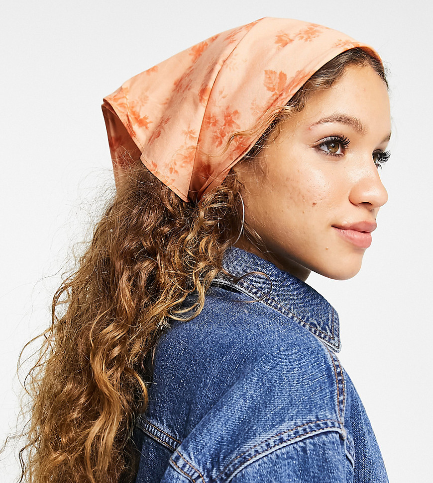 Reclaimed Vintage inspired hair scarf in orange floral