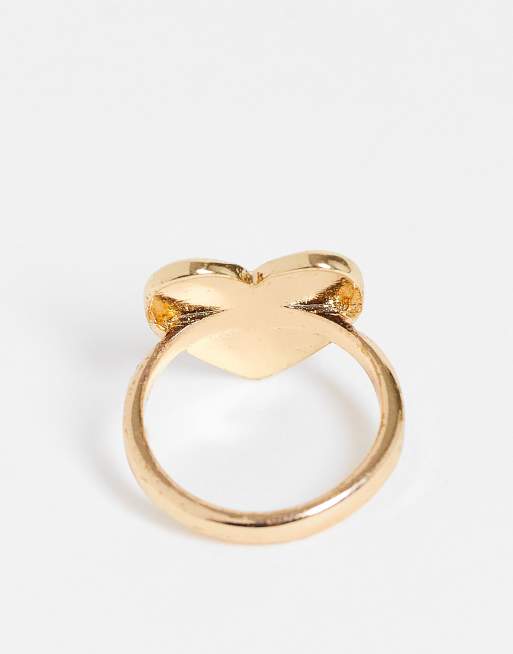 Reclaimed Vintage Inspired heart enamel ring with eye detail and
