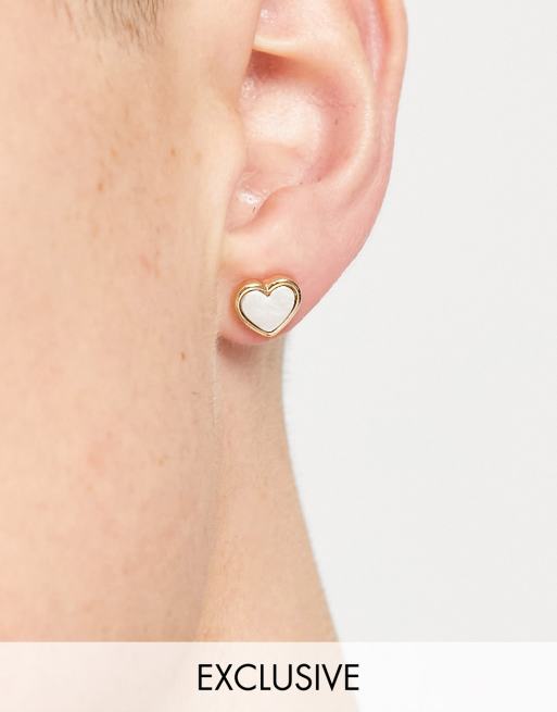 Reclaimed Vintage Inspired Heart Studs In Mixed Metal Corea Embajadashops