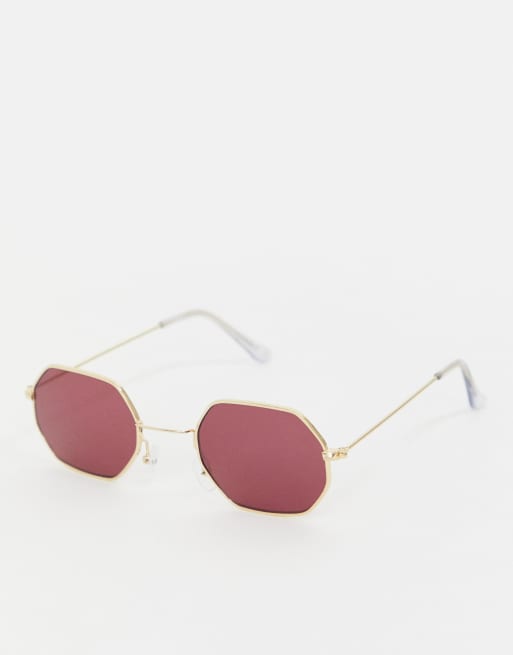 Gold frame on sale red lens sunglasses