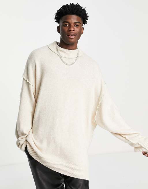 Reclaimed Vintage Inspired high neck sweater with exposed contrast seams