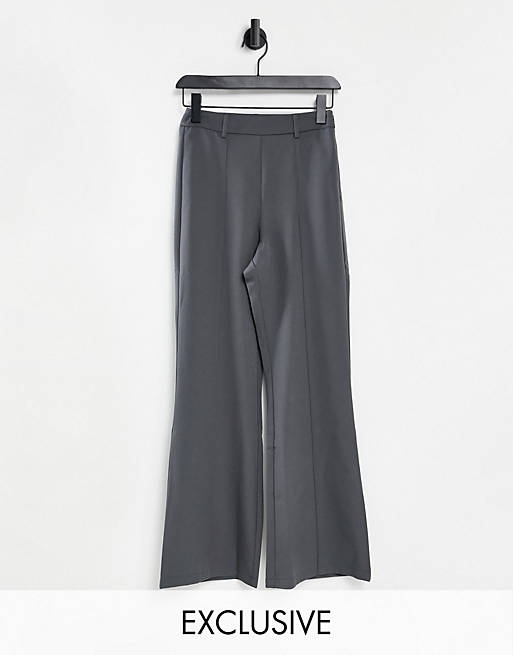 Reclaimed Vintage inspired high waist flare trouser in grey
