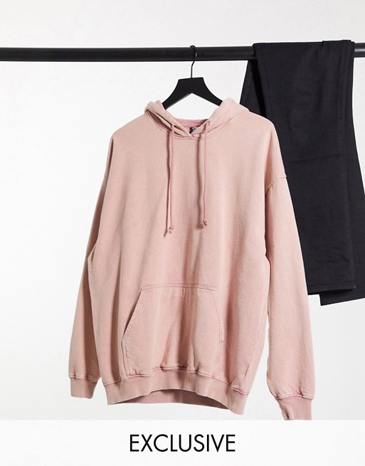 Reclaimed Vintage inspired hoodie in washed pink