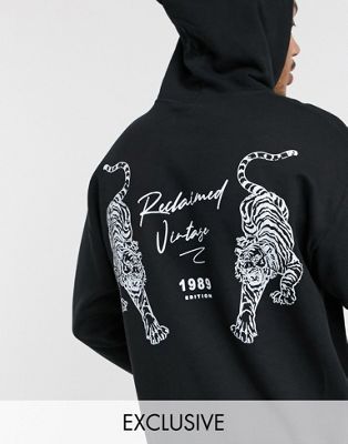 black hoodie with tiger