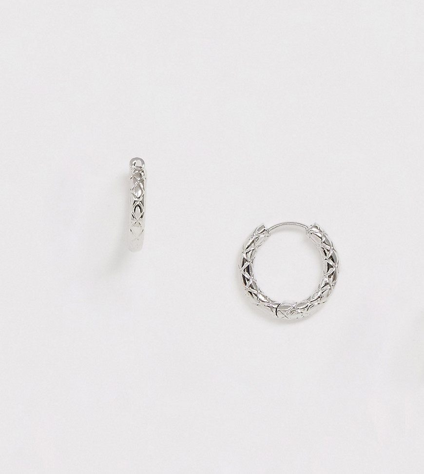Reclaimed Vintage inspired hoop earrings with interest in silver exclsuive to ASOS