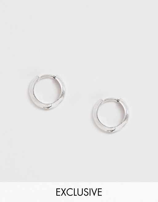 Reclaimed Vintage Inspired hoops earrings in burnished silver tone exclusive at ASOS