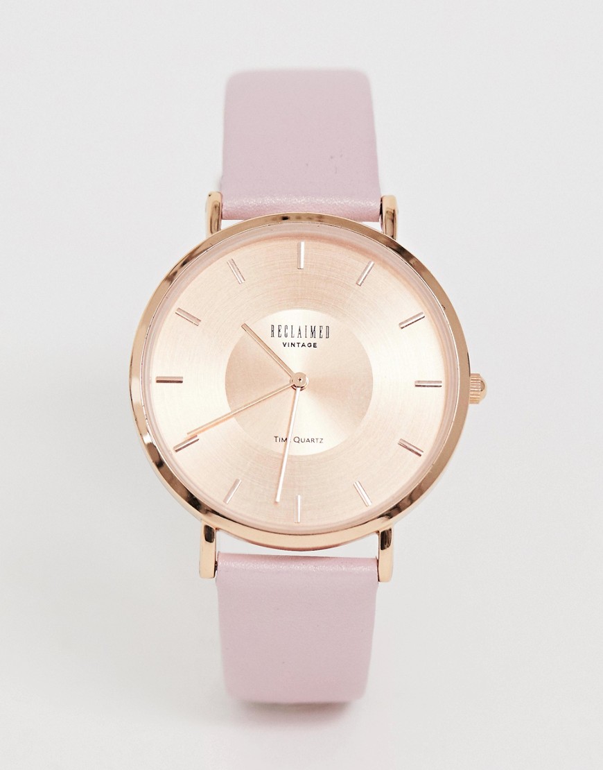 Reclaimed Vintage Inspired - Horloge in lila met roségoud, exclusief bij ASOS-Paars
