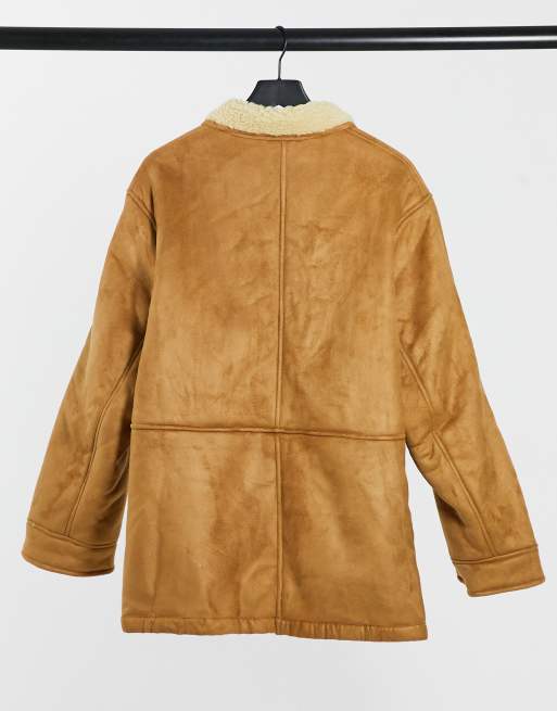 Reclaimed Vintage inspired - Imiteret shearling-jakke i tan, 2 af 4