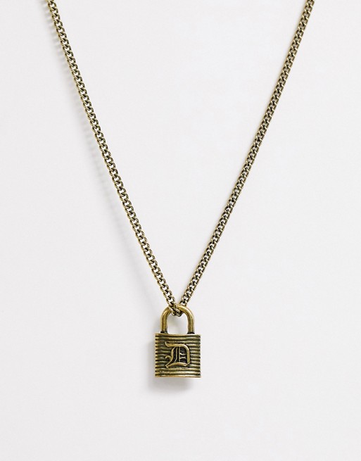 Reclaimed Vintage inspired initial 'D' padlock pendant exclusive to ASOS