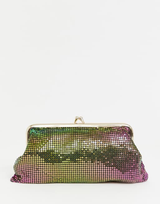 Iridescent clutch bag on sale