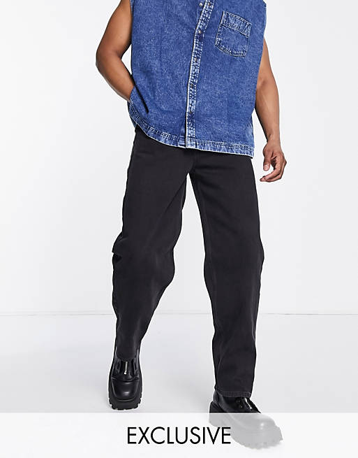 Reclaimed Vintage Inspired -Jaren '90 baggy jeans in zwart met wassing