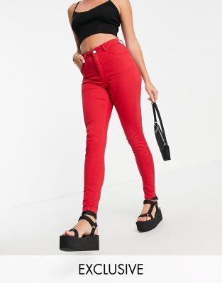 Reclaimed Vintage Inspired - Jean skinny style années 90 - Rouge | ASOS