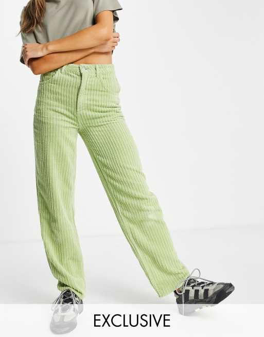 Reclaimed Vintage Inspired - Jeans anni '90 in velluto a coste verde pallido