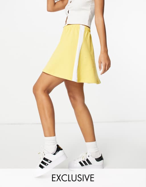 Reclaimed Vintage Inspired jersey flippy skirt in yellow