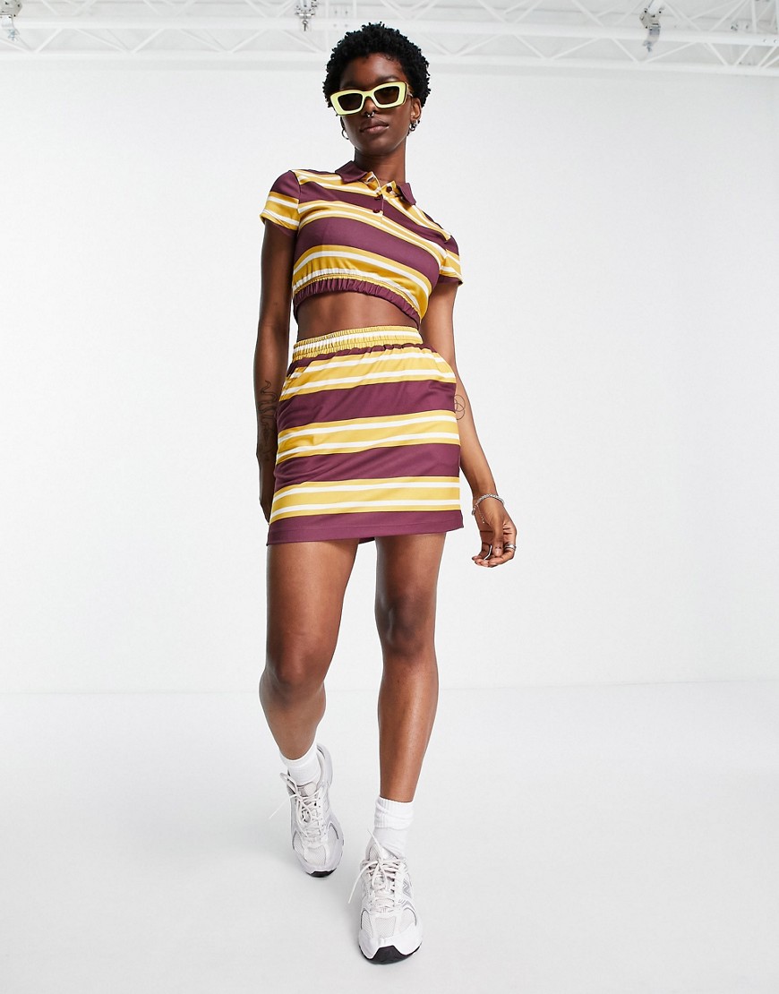 Reclaimed Vintage Inspired jersey mini skirt in 70s stripe - part of a set-Multi