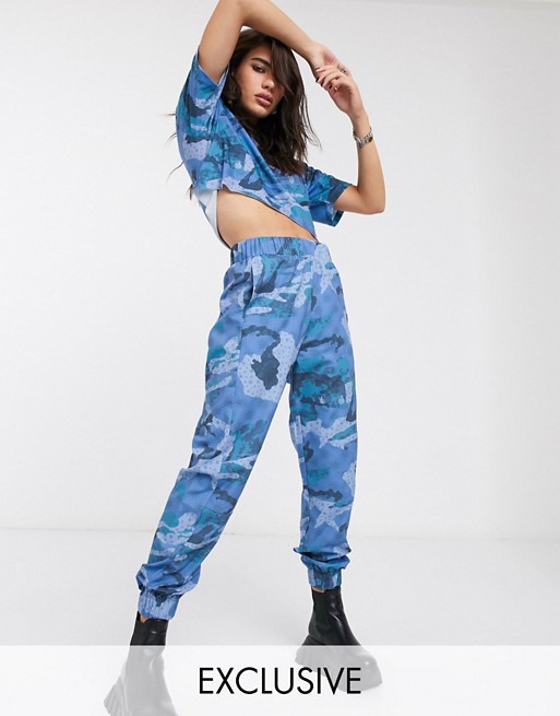 Reclaimed Vintage inspired jogger in blue cosmic camo print