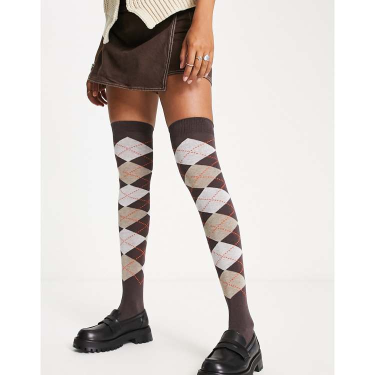 Over the knee cheap argyle socks