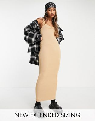 Reclaimed Vintage inspired knitted midi dress in neutral co-ord