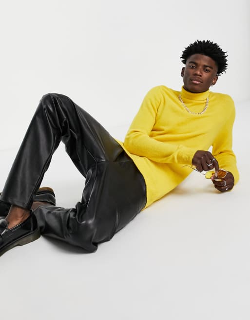 Reclaimed Vintage inspired knitted roll neck jumper in bright yellow ASOS