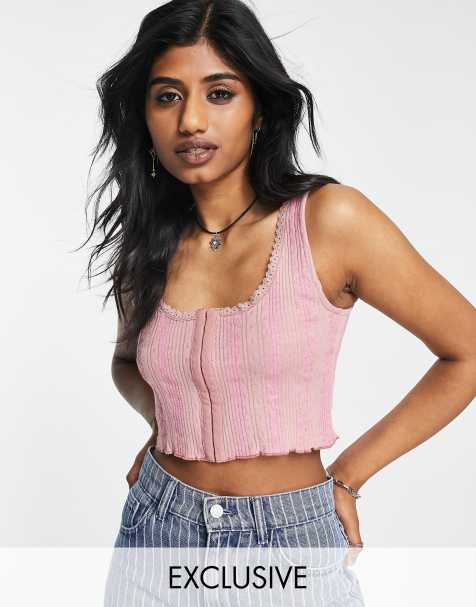 Reclaimed Vintage Inspired - Korset med blomstermønster og hægtelukning - view 1