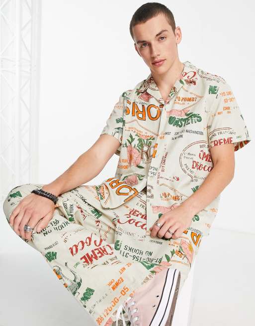 Reclaimed Vintage Inspired – Koszula z krótkimi rękawami w wakacyjny wzór, część zestawu