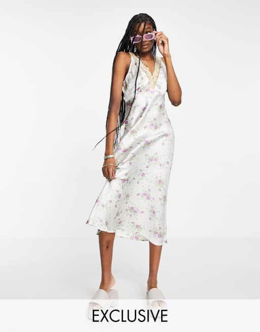 Reclaimed Vintage Inspired lace insert cami midi dress in floral print |  ASOS