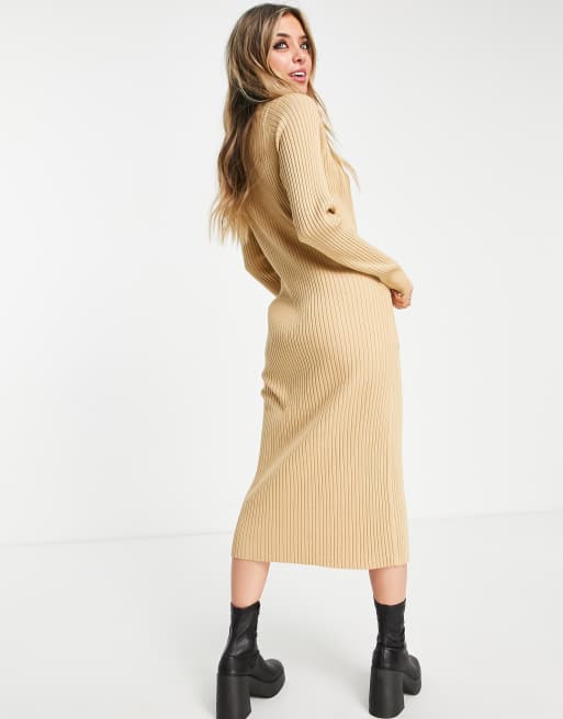 Reclaimed Vintage Inspired - Lang geribbeld vest in naturel, deel van co-ord set, 3 van 4