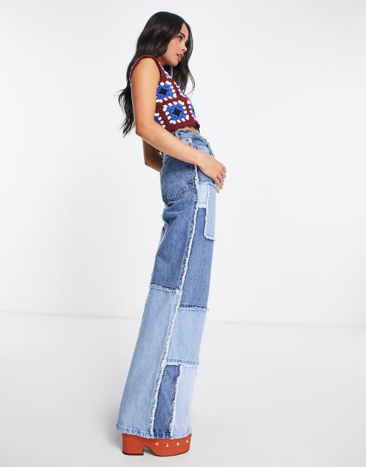 Reclaimed Vintage Inspired – Lappade unisex-jeans i pösig 00-stil, 4 av 4